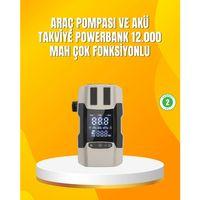 12.000 Mah Akü Takviye Powerbank Dahili Hava Pompalı Dijital Ekranlı