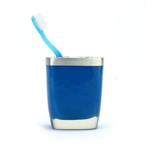 2 Adet Diş Fırçalık Gri Mavi Poliresin 8X4X11Cm Banyo Seti