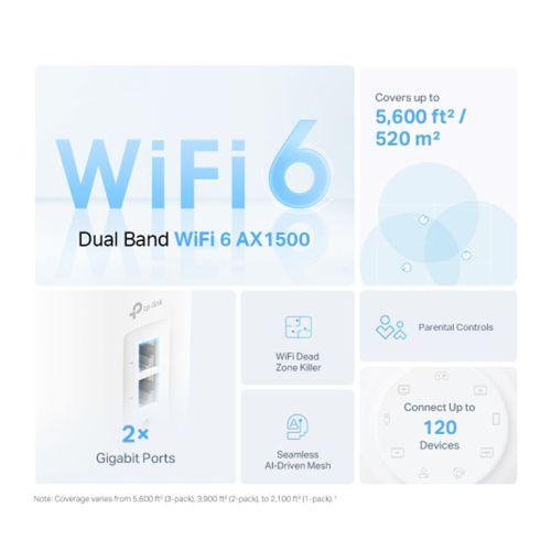 TP-LINK DECO-X10, AX1500, Üçlü Mesh, 1500Mbps, Dual Band, WiFi6, 2Port Gigabit Lan, 520m2 kapsama Alanı, Router, Geniş Alan İnternet Ağı Sağlayıcısı