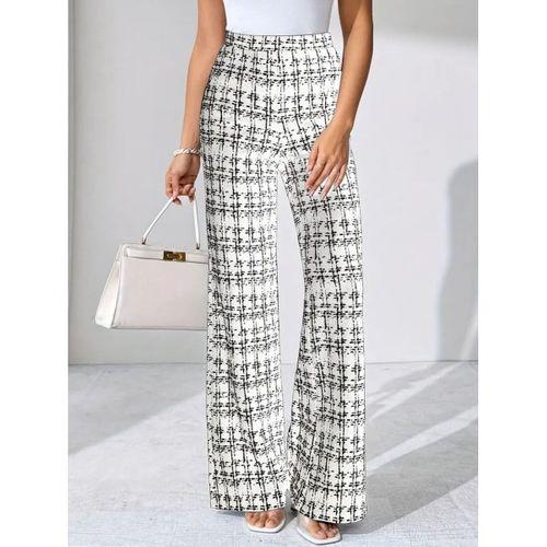 Kadın Yüksek Bel Paçaya Doğru Geniş Dokuma Pantolon