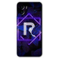 Vivo Y15s Kılıf HD Desen Baskılı Arka Kapak + Temperli Cam - Dark Neon Yaprak R Harfi