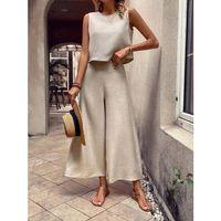 Kadın Geniş Paça Pantolon Ve Bluzlu Aerobin Kumaş Ikili Takım