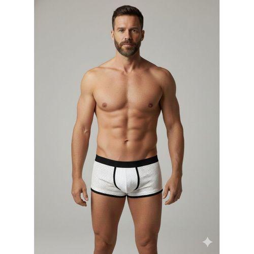 Erkek Beyaz Biyeli File Boxer