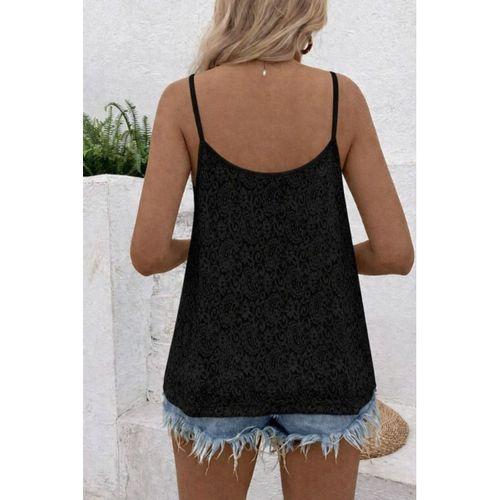 Kadın Ip Askılı V Dantel Yakalı Dantel Bluz