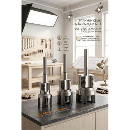 Profesyonel 3 lü  Titanyum PPRC PVC Boru İç ve Diş Açma Aparat Seti  –  Boru Raybası | Mükemmel Kalibrasyon Anahtarı 723011