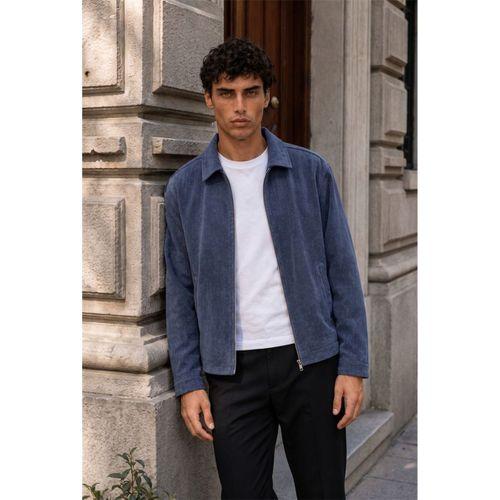 Tivano Şönil Gabardin Polo Yaka Fermuarlı Erkek Ceket - İndigo