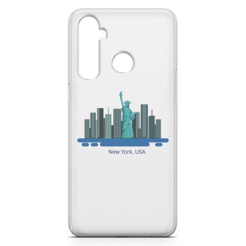 Oppo Realme 5 Pro Kılıf New York Amerika Arka Kapak Koruma Desenli Full Koruyucu