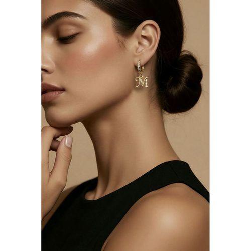 Monalisa Home '’M’’ Harfi Gümüş Renk Çelik Figürlü Lüks Küpe