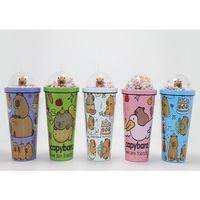 Sevimli Kapibara Pipetli Boncuklu Termos & Suluk