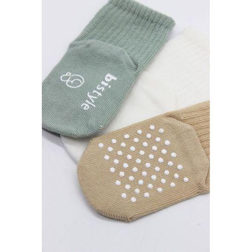 Bistyle Bistyle Basic Kaymaz Penye Soket Çorap 3'Lü BS10107 Nil Ekru Bej
