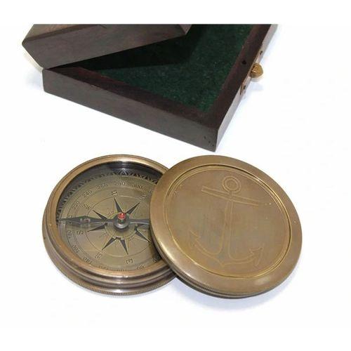 Ahşap Kutulu Pirinç Pusula Model 7