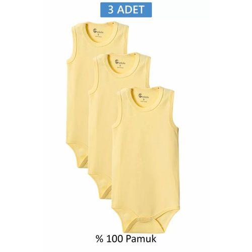 Sarı Askılı Body Zıbın 7-12 YAŞ Çocuklar İçin (3 ADET) Alttan Çıtçıtlı Özel Gereksinimli