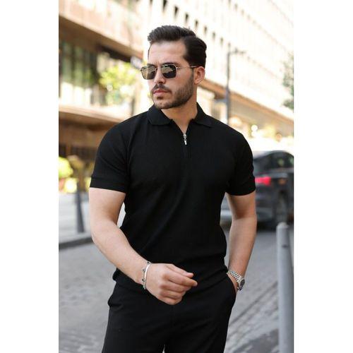 Erkek Fermuarlı Yakalı Kısa Kollu Tshirt
