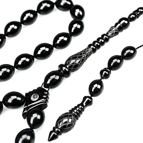 Oltu Taşı Özel Seri  İmame  Baklava Oyma   İşçilikli Tespih