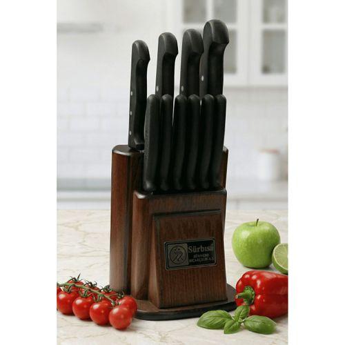 Sürmene Mutfak Bıçak Seti Doğal Ahşap 11 Parça Standlı Çeyiz Günlük Keskin Bıçak Seti Sürbisa 61500