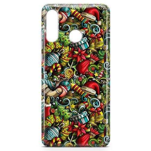 Huawei P30 Lite 2020 Kılıf Yılbaşı Süsleri Doodle Arka Kapak Koruma Desenli Full Koruyucu