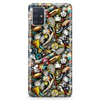 Samsung Galaxy A51 Kılıf Sporcu Doodle Arka Kapak Koruma Desenli Full Koruyucu