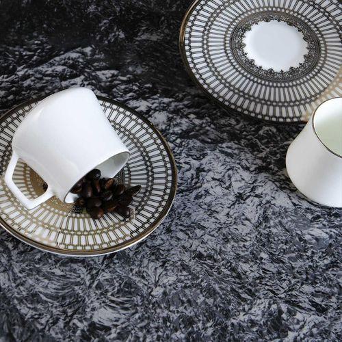 Evaliza Crown Platin 6 Kişilik Porselen Kahve Fincan Takımı 80 ml 44199