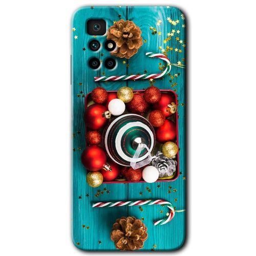 MRCİLETİSİM Xiaomi Redmi 10 Kılıf HD Desen Baskılı Arka Kapak + Temperli Cam - Christmas