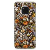 Huawei Mate 20 Pro Kılıf Cadılar Bayramı Doodle Arka Kapak Koruma Desenli Full Koruyucu