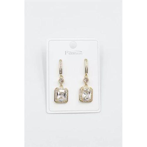 Taşlı Baget Küpe - Altın