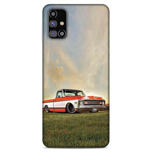 Lopard Samsung Galaxy M31s Uyumlu Kılıf PickUpX (29) Arka Koruma Kılıfı Turuncu Beyaz