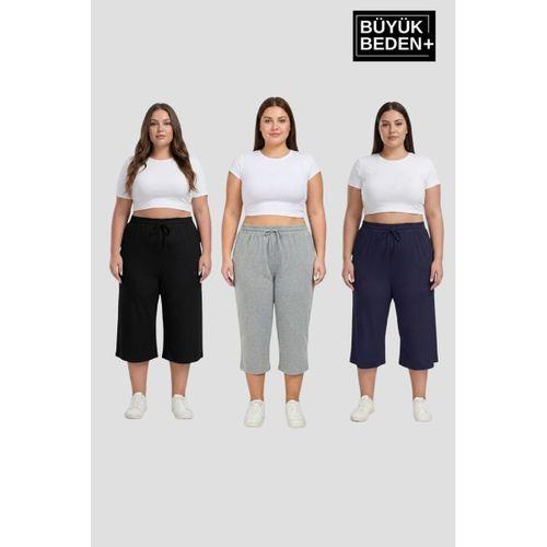 Kadın Büyük Beden 3’lü Kapri Şort Seti 3XL-6XL SPR26BSRK591+3