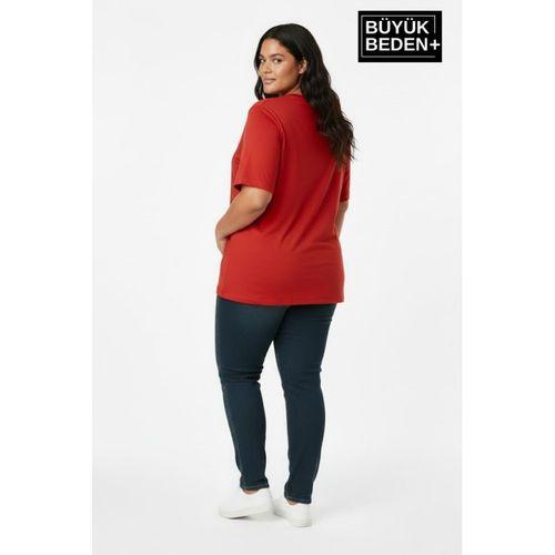 Kadın Büyük Beden El Yazılı Brooklyn Baskılı 3xl-6xl Bisiklet Yaka Tshırt SPR25BTSK510-6