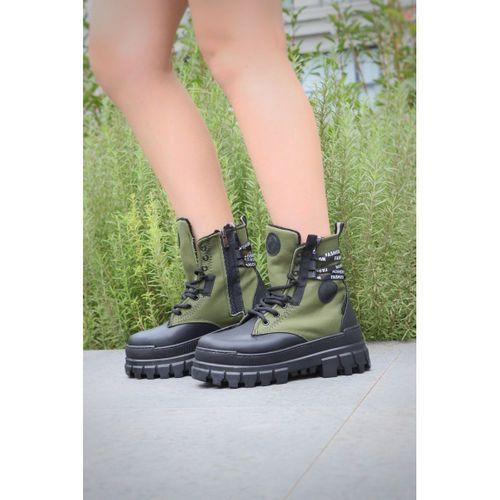 Ciera Siyah Cilt Haki Yeşil Detaylı Bot