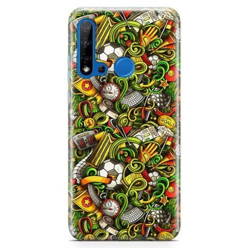 Huawei P20 Lite 2019 Kılıf Futbolcu Doodle Arka Kapak Koruma Desenli Full Koruyucu
