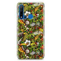 Huawei P20 Lite 2019 Kılıf Futbolcu Doodle Arka Kapak Koruma Desenli Full Koruyucu