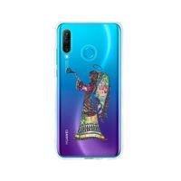 Huawei P30 Lite Mandala Melek Kız Şeffaf Telefon Kılıfı