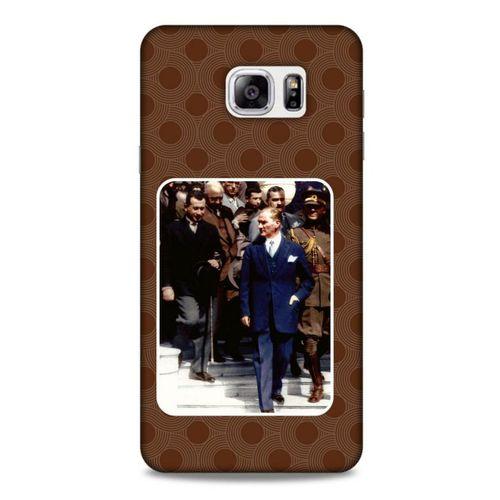 Samsung Galaxy Note 5 Kılıf Atatürk (23) Ultra Koruma Kılıfı Kahve Yuvarlak