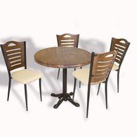 Dockers Çipa Döküm Ayak - Papelli Masa Takımı - Yuvarlak 90cm Çap (Werzalit, Wermodin ve Allzalit Tabla) - Rustic Dark-Krem