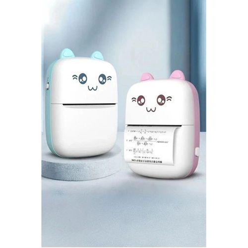 Mini Fotoğraf Yazıcı Kablosuz Etiket Yazıcı Baskı Makinesi Ios Android Uyumlu Termal Printer Mavi