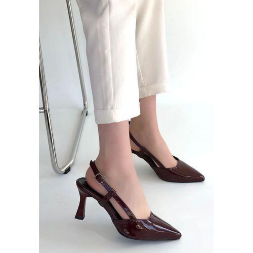 Hoost Bordo Rugan Topuklu Ayakkabı