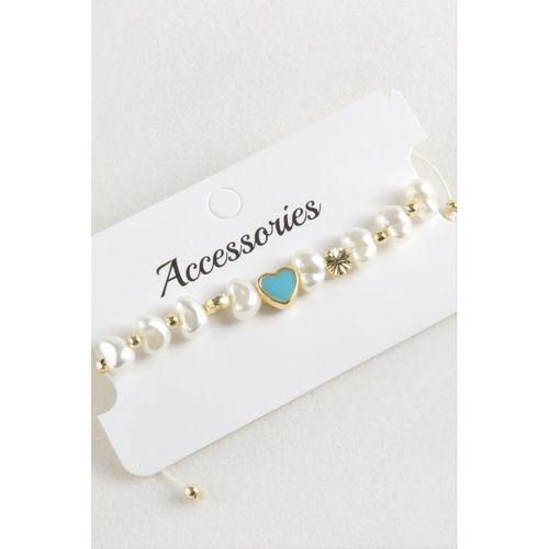 Kalp İnci Boncuk Makrome İp Bileklik