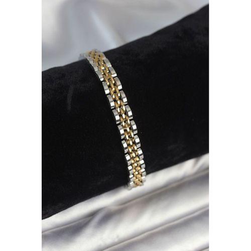 316L Çelik 7 mm Kalınlıkta Gold ve Gümüş Renkli Erkek Bileklik