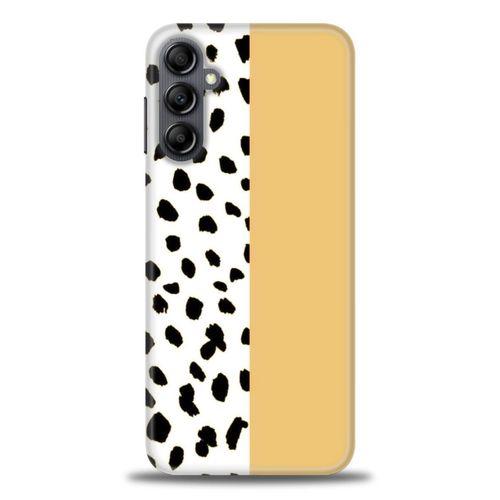 Samsung Galaxy A14 Kılıf HD Baskılı Kılıf - Sarı ve Puantiye + Tam Ekran Koruyucu