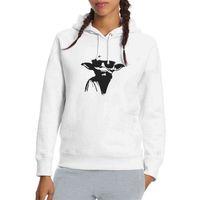 Yoda Baskılı Beyaz Kadın Kapşonlu Sweatshirt