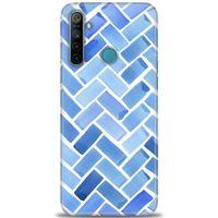 Realme C3 Kılıf HD Baskılı Kılıf - Mavi + Tam Ekran Koruyucu