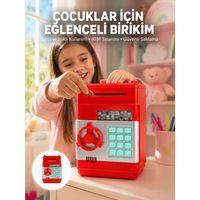 Şifreli Kırmızı Atm Tasarımlı Çelik Kasa Görünümlü Kumbara