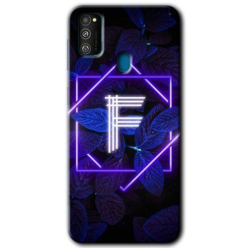 Potkal Hediye Fabrikası Samsung Galaxy M21 Kılıf HD Desen Baskılı Arka Kapak - Dark Neon Yaprak F Harfi