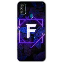 Potkal Hediye Fabrikası Samsung Galaxy M21 Kılıf HD Desen Baskılı Arka Kapak - Dark Neon Yaprak F Harfi