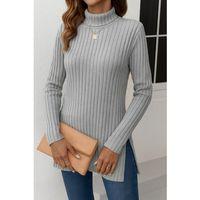 Kadın Uzun Kollu Balıkçı Yaka Yandan Yırtmaçlı şardonlu Kaşkorse Bluz