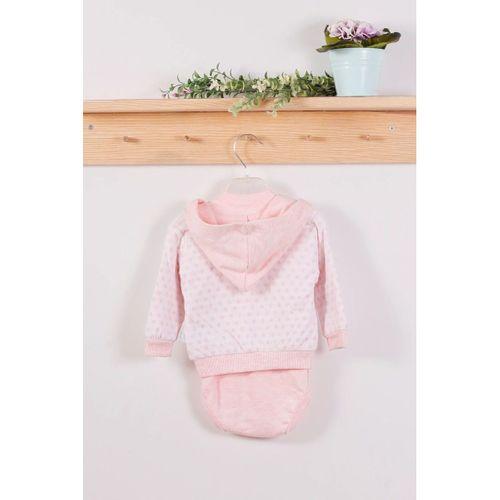 Puan Desenli Kapişonlu % 100 Pamuk 3'lü Kız Bebek Takım
