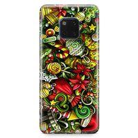 Huawei Mate 20 Pro Kılıf Ev Süsleri Doodle Arka Kapak Koruma Desenli Full Koruyucu