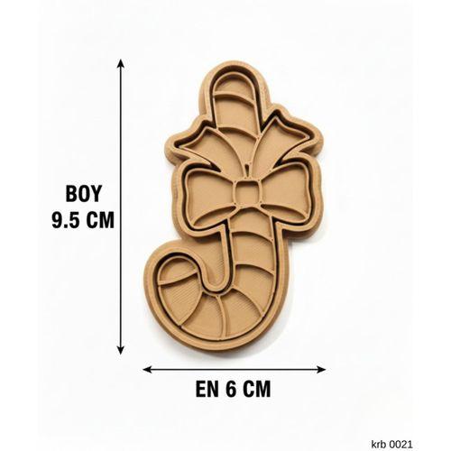 Fiyonk Detayli Noel Sekeri Baston Sekillendirici Kalip Kurabiye Hamur Kesici Seti