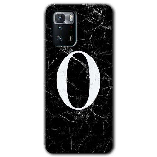 Poco x3 GT Kılıf Baskılı Arka Kapak - Siyah Mermer Desenli O Harfi +Tam Ekran Koruyucu