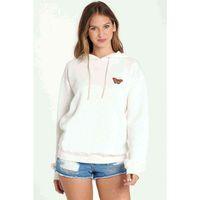 Butterfly Image Baskılı Beyaz Kadın Kapşonlu Sweatshirt